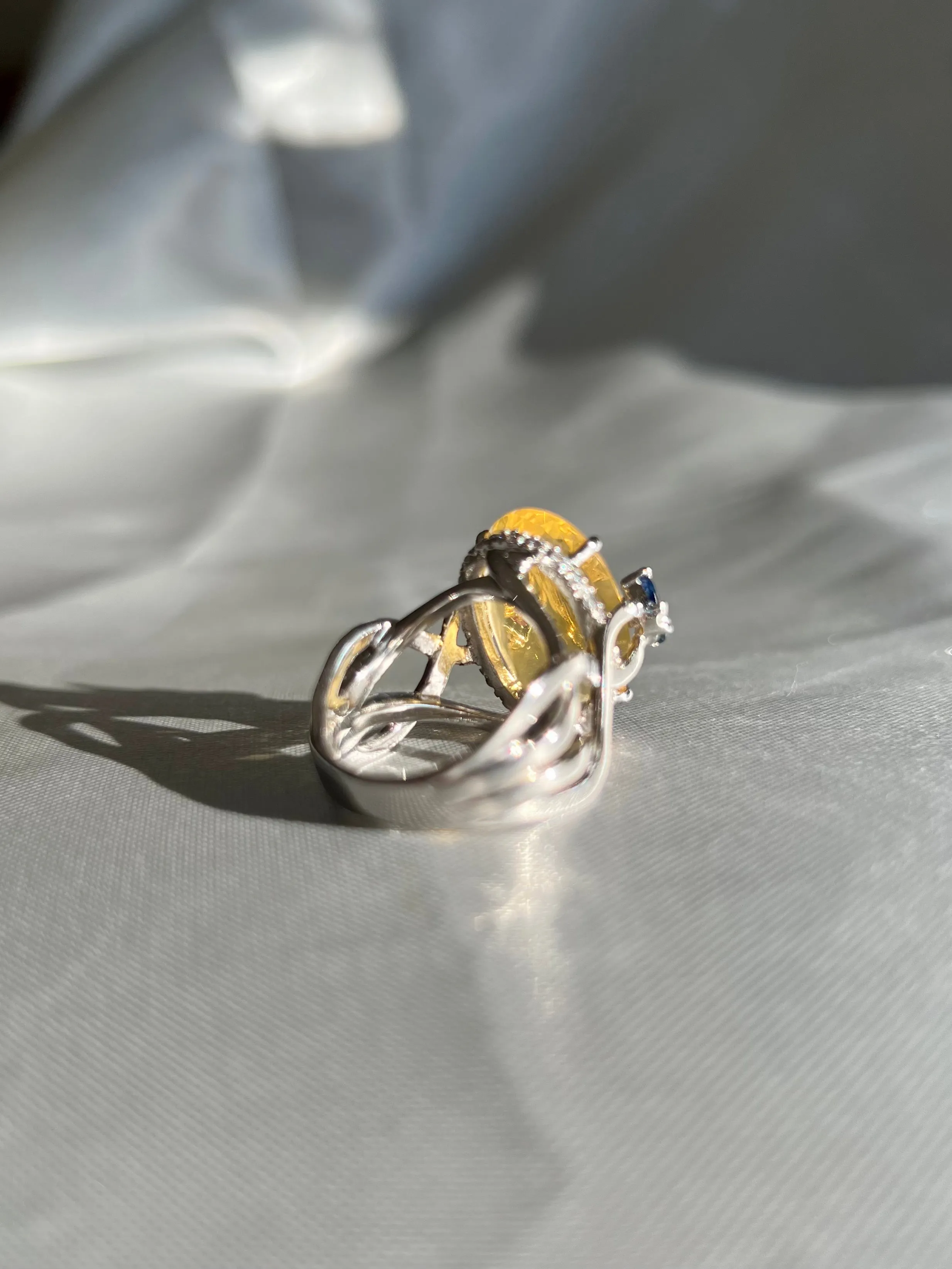Dazzling Yellow Fire Opal Cocktail Ring