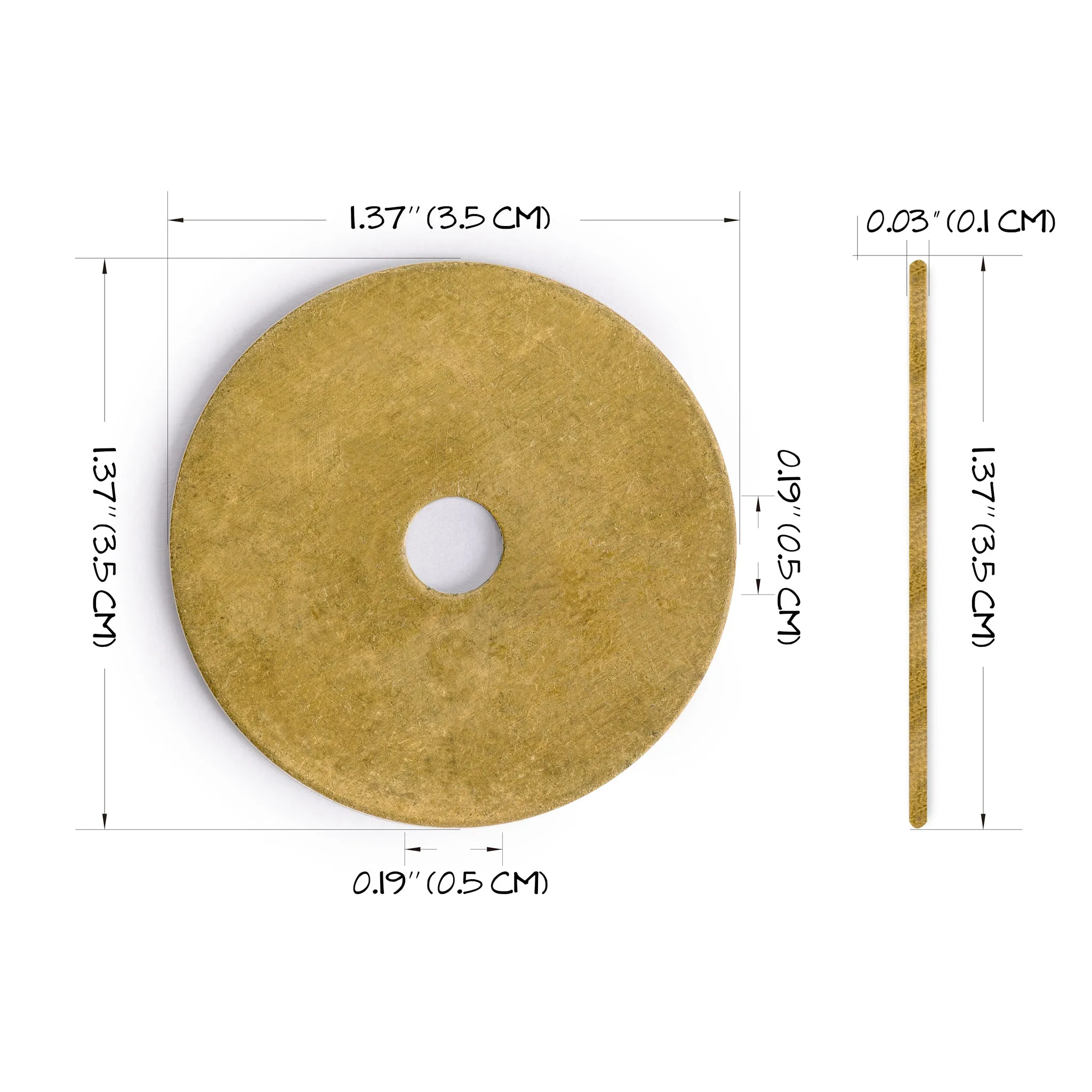 Decorative Round Washers Brass Hardware 1.4" - Set of 10