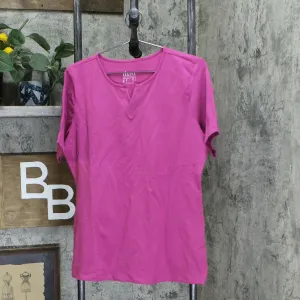 Denim & Co. Women's Essentials Split V Neck Knit Top Magenta Haze Medium