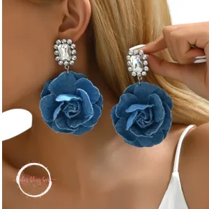Denim & Dazzle - Blue Drop Earrings