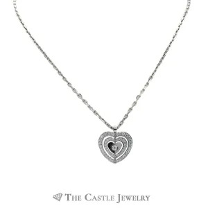 Designer Escada Triple Heart Love in Motion 1.38cttw Diamond Necklace in 18K White Gold