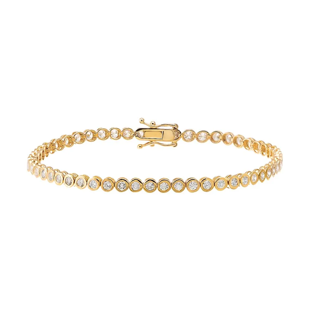 Diamond 3 Carat Bezel Tennis Bracelet 14K