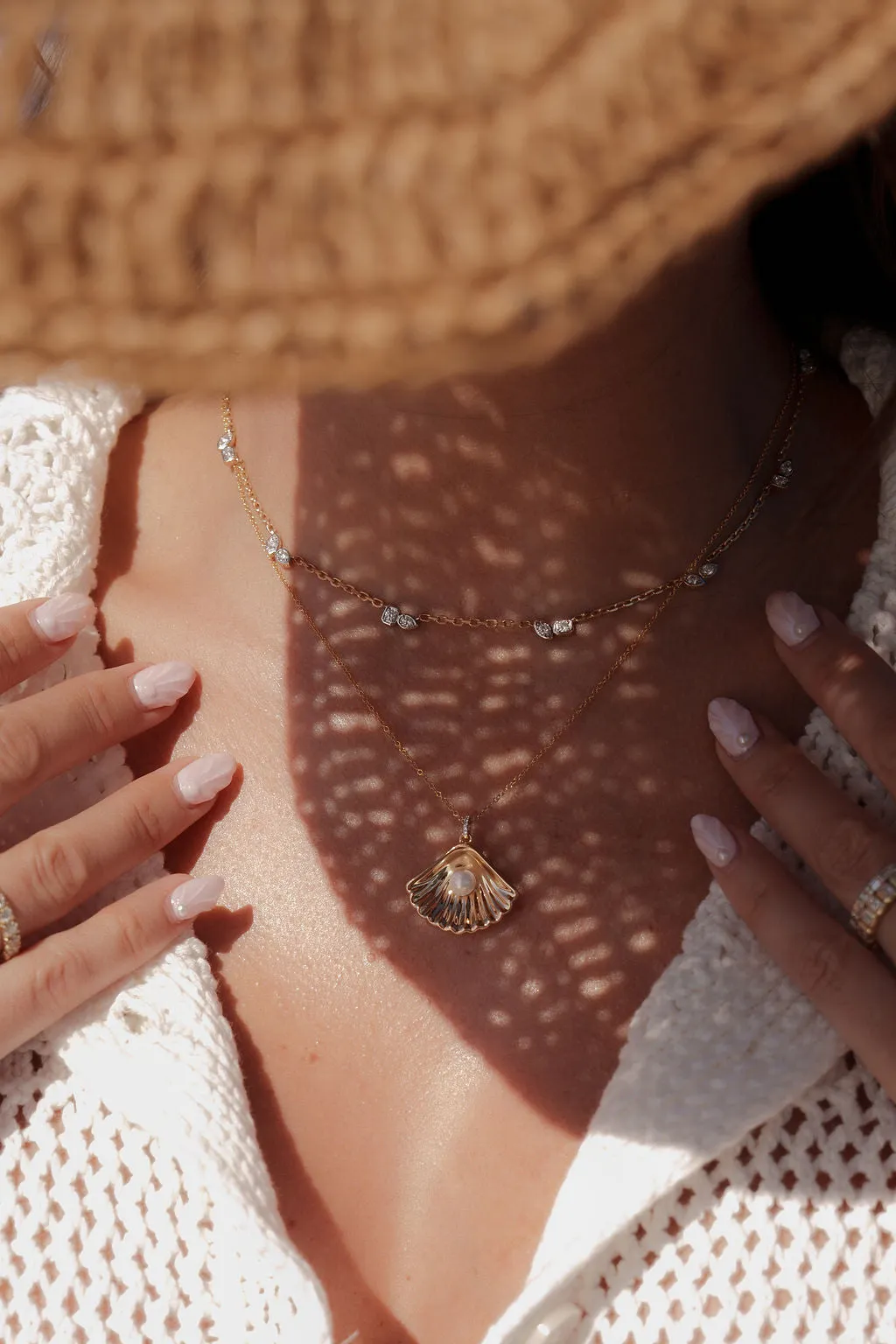 Diamond Bezel Multi Shape Station Necklace