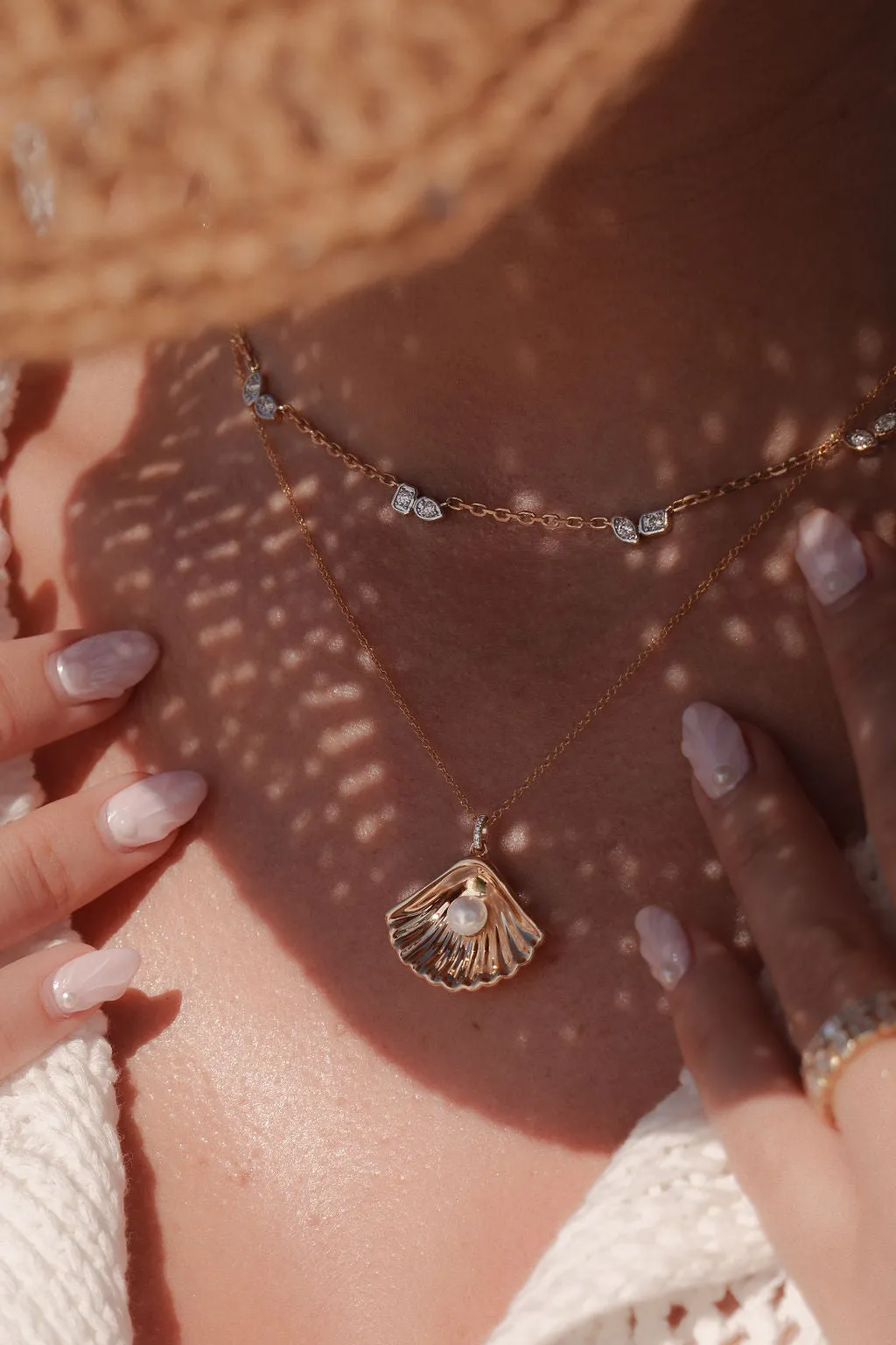 Diamond Bezel Multi Shape Station Necklace