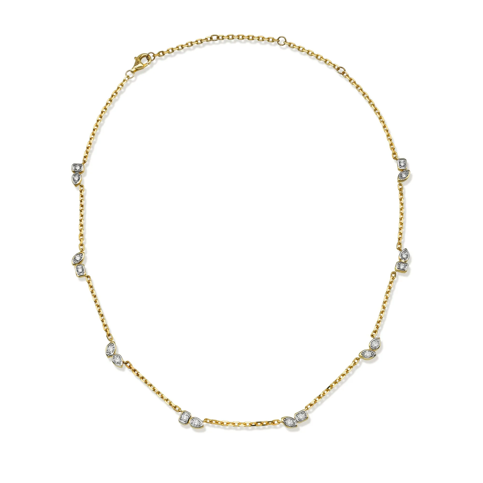 Diamond Bezel Multi Shape Station Necklace
