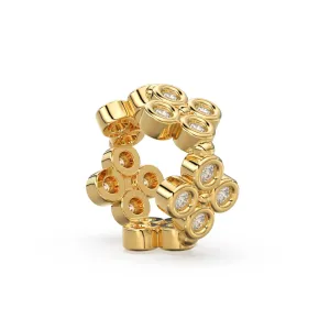 Diamond Eternity Bezel Set Solid 14k 18k Gold Bead 9mm Spacer / Diamond Spacer Bead / Solid Gold Finding / Jewelry Making Essential