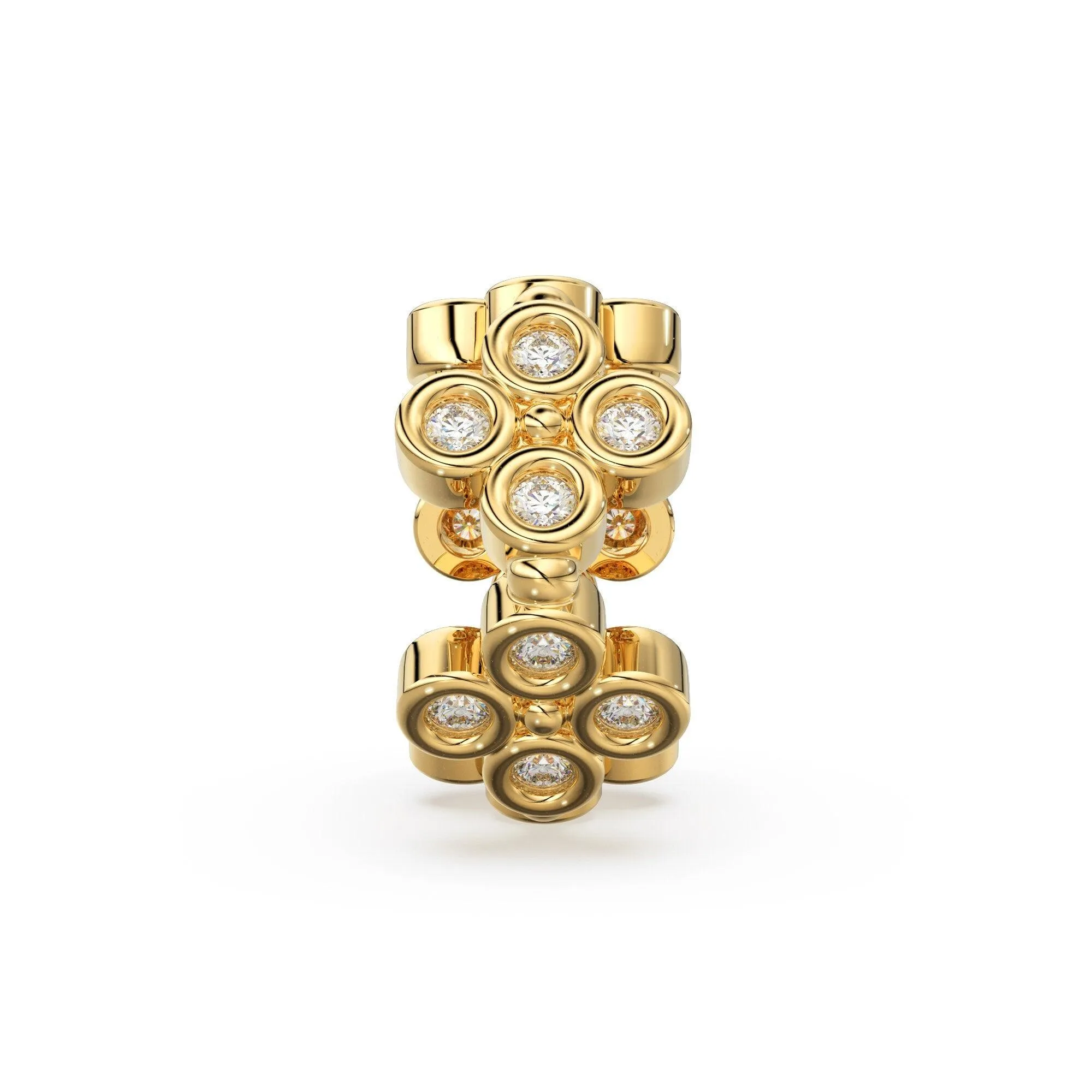 Diamond Eternity Bezel Set Solid 14k 18k Gold Bead 9mm Spacer / Diamond Spacer Bead / Solid Gold Finding / Jewelry Making Essential