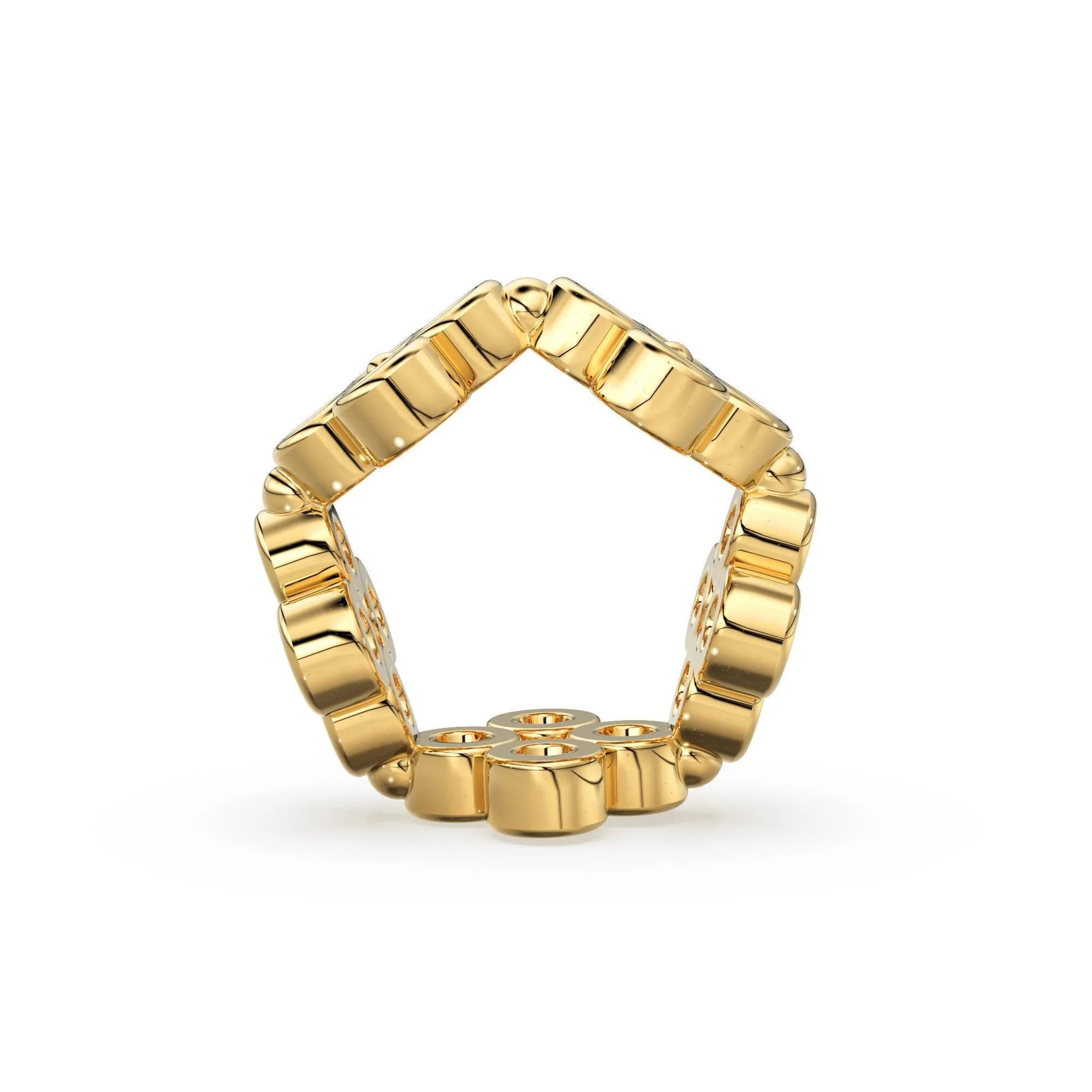 Diamond Eternity Bezel Set Solid 14k 18k Gold Bead 9mm Spacer / Diamond Spacer Bead / Solid Gold Finding / Jewelry Making Essential