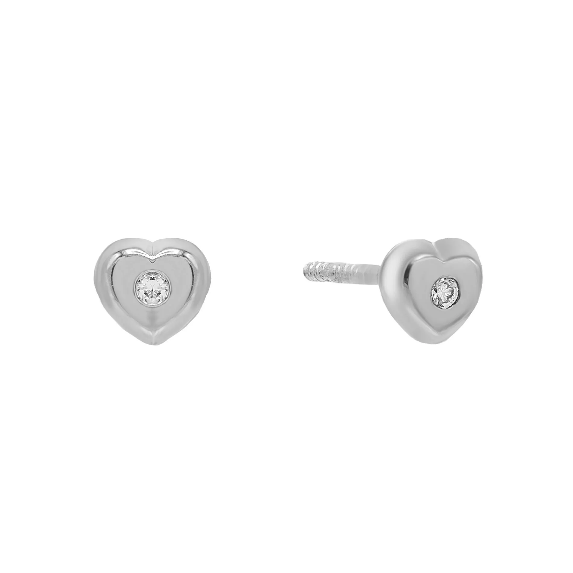 Diamond Heart Stud Earring 14K