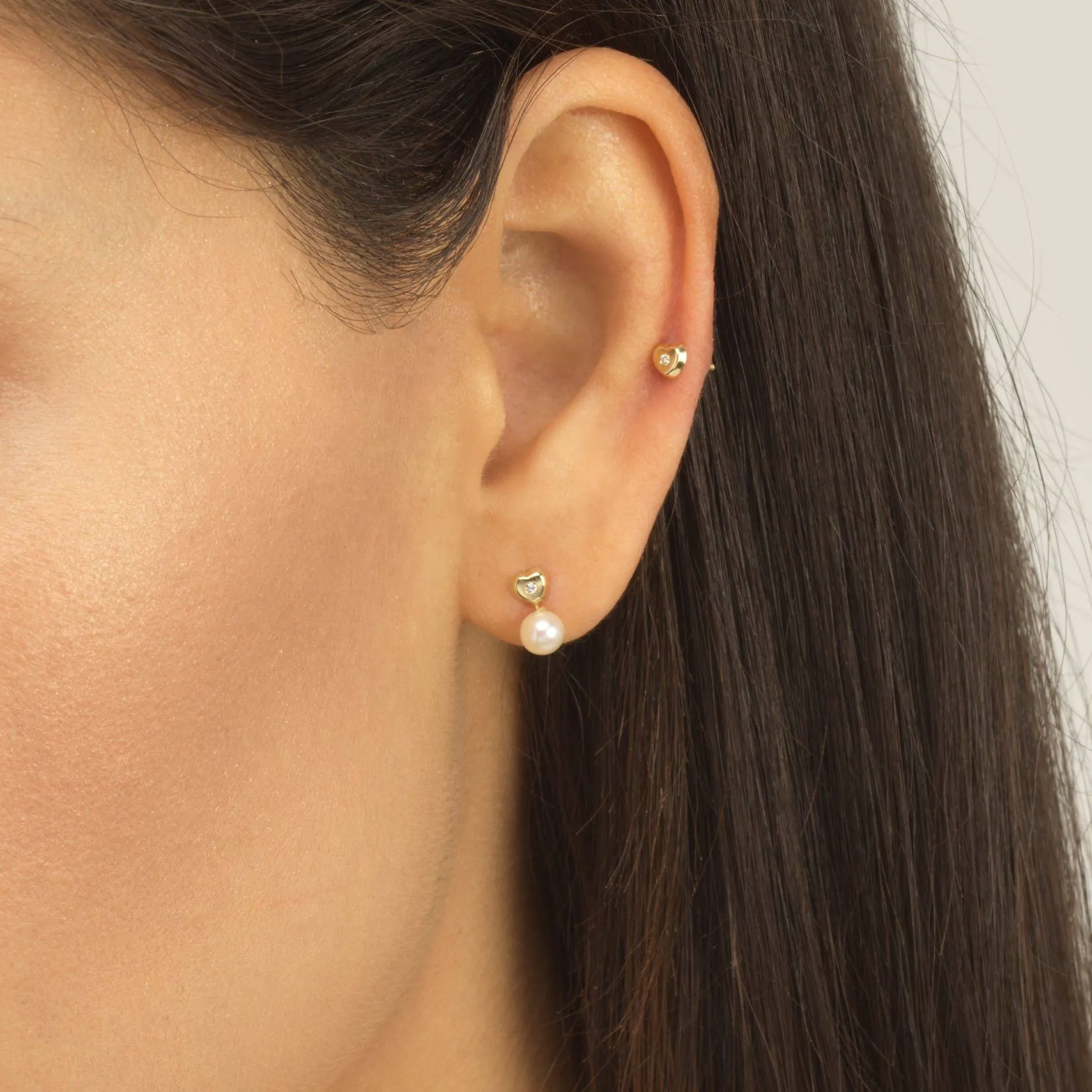 Diamond Heart Stud Earring 14K