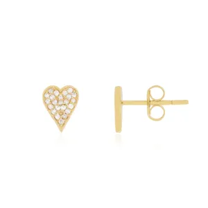 Diamond Pave Heart Stud Earrings