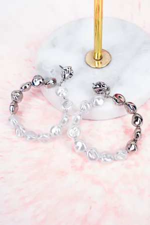 Double Date Pearl and Silvertone Earrings