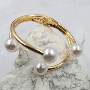 Double Layer Pearl Cuff Bracelet-Gold