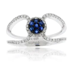 Double Shank Diamond & Sapphire Ring