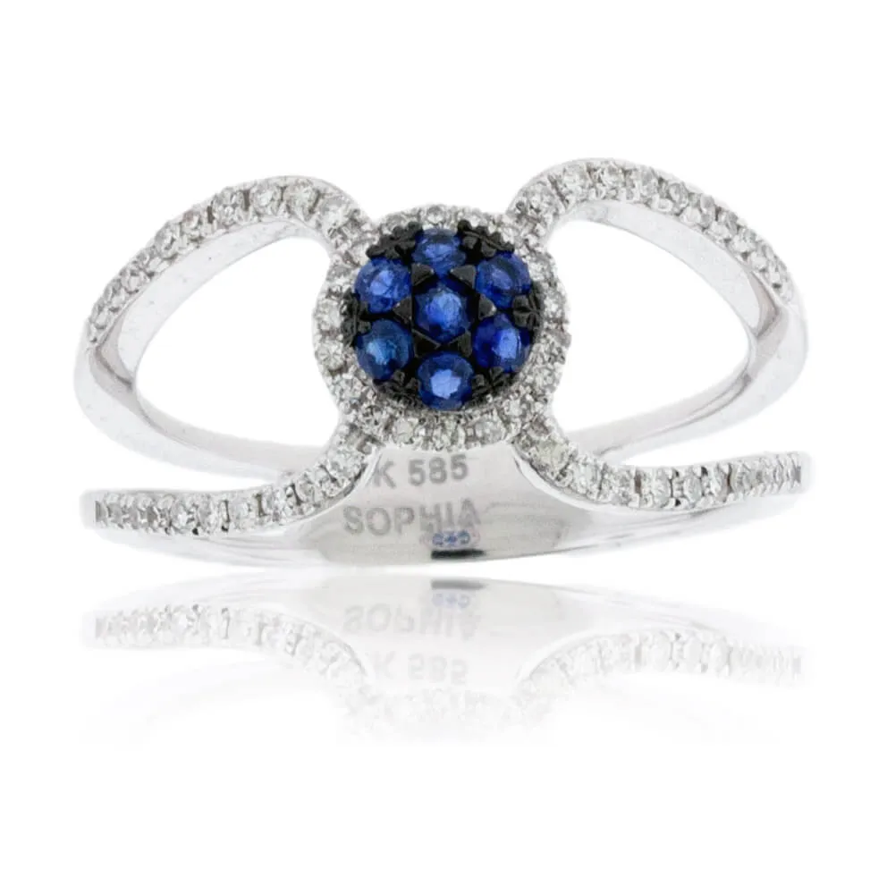 Double Shank Diamond & Sapphire Ring