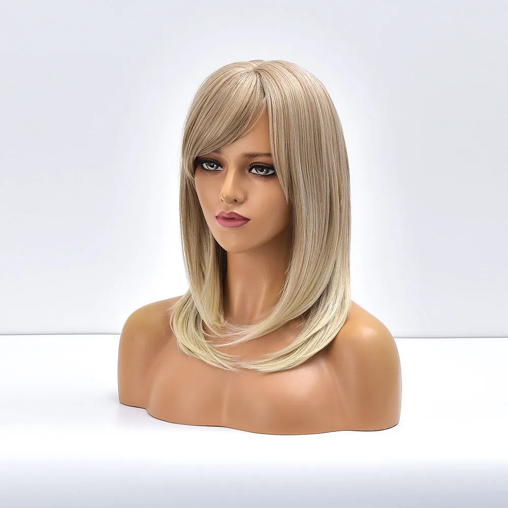Downtown | Blonde Long Straight Synthetic Hair Wig with Bangs