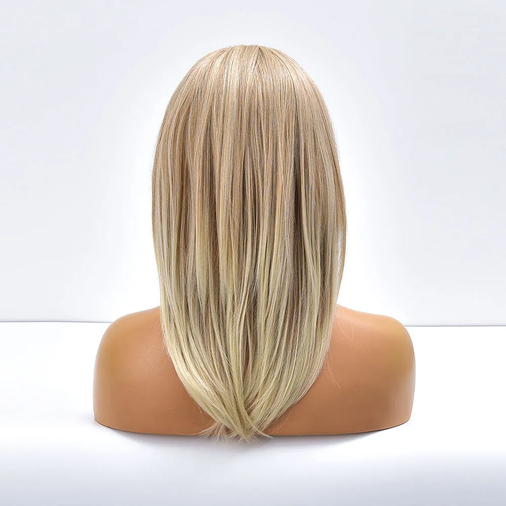 Downtown | Blonde Long Straight Synthetic Hair Wig with Bangs
