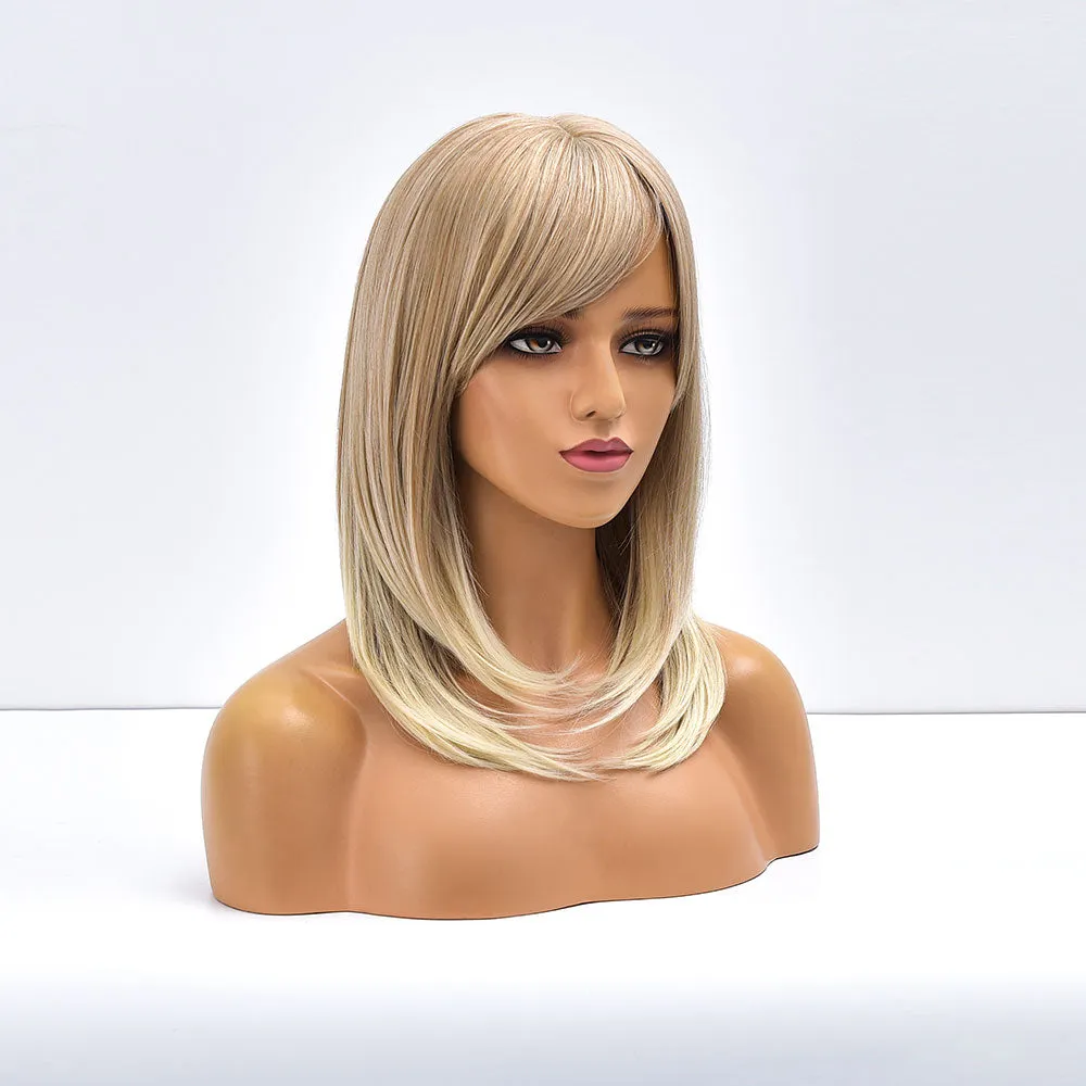 Downtown | Blonde Long Straight Synthetic Hair Wig with Bangs
