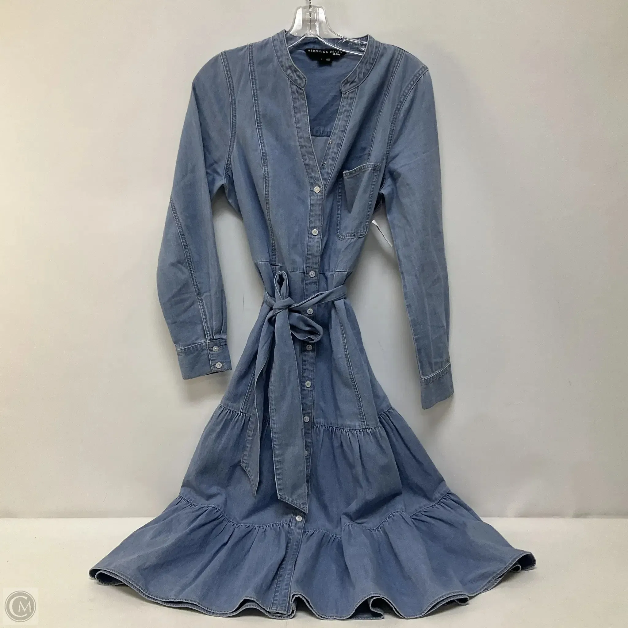 Dress Casual Midi By Veronica Beard In Blue Denim, Size: 8