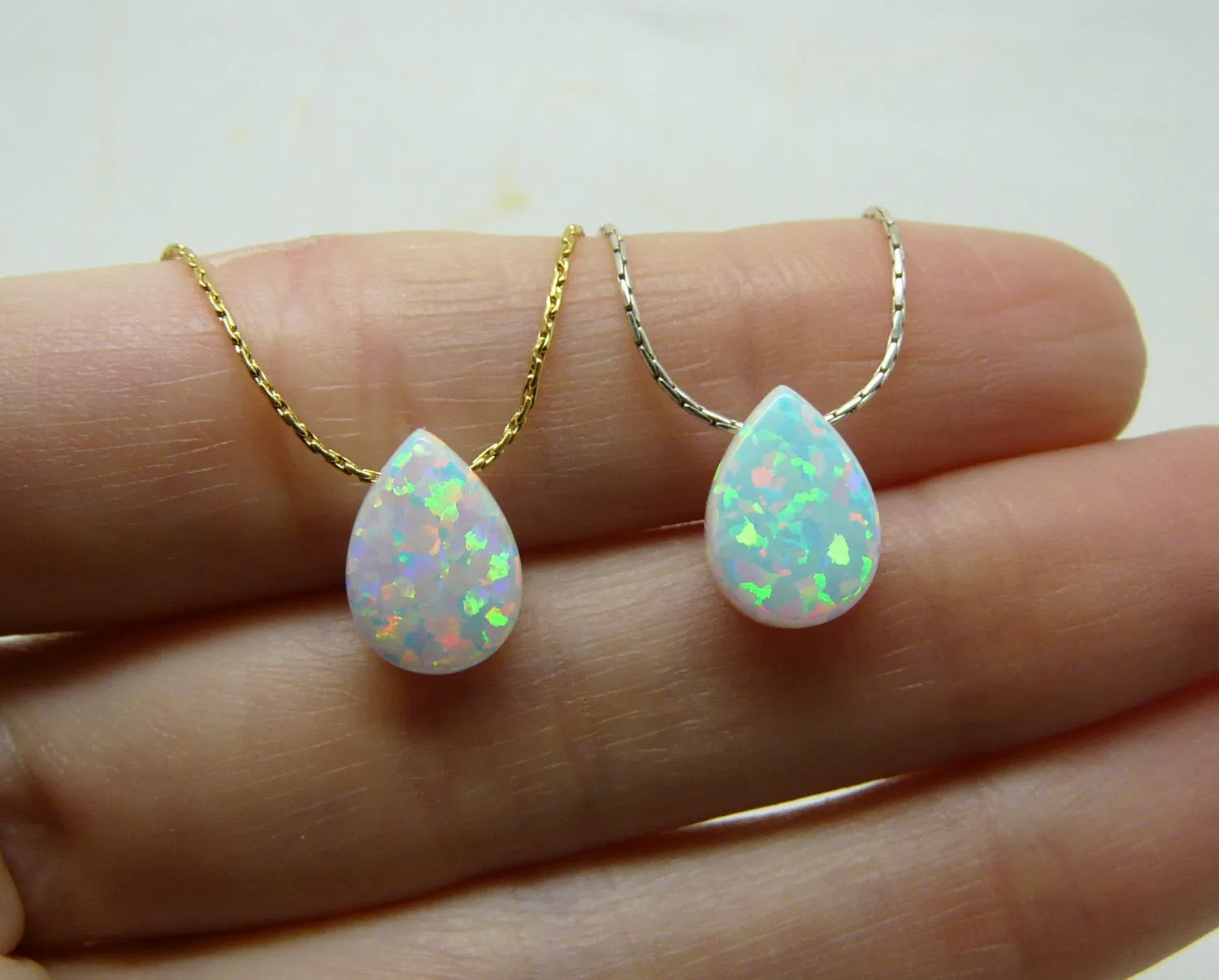 Drop Shape Opal Necklace – Timeless Elegance