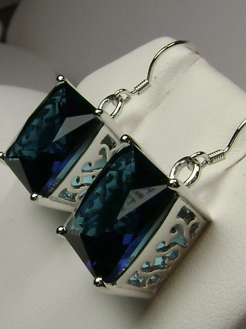 E45, Square Earrings, Silver Art Nouveau Filigree, Vintage Style Jewelry #E45