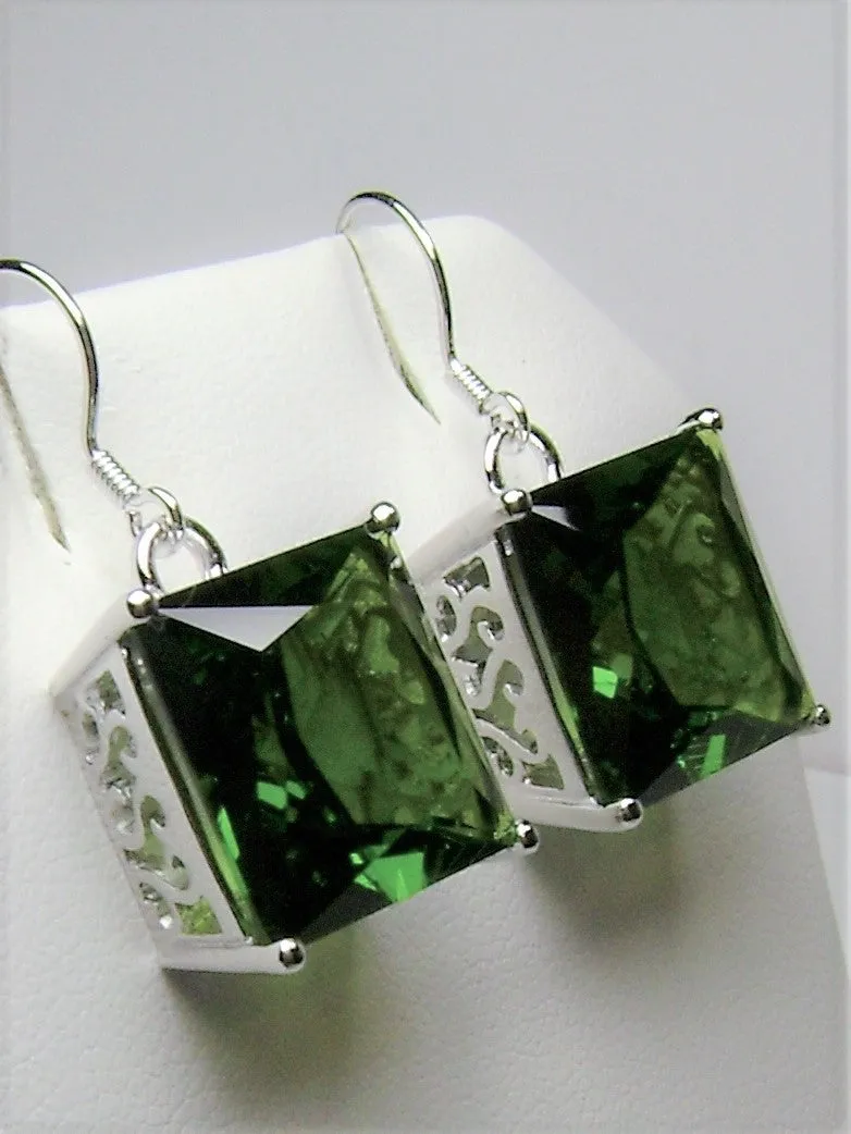 E45, Square Earrings, Silver Art Nouveau Filigree, Vintage Style Jewelry #E45
