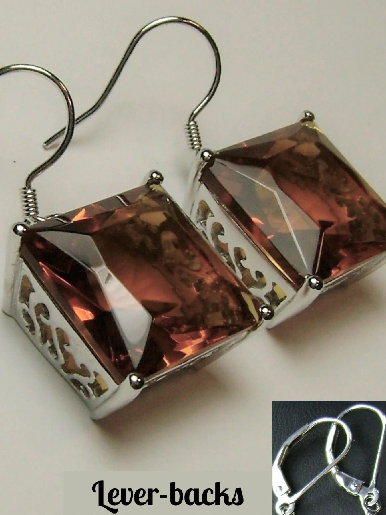 E45, Square Earrings, Silver Art Nouveau Filigree, Vintage Style Jewelry #E45