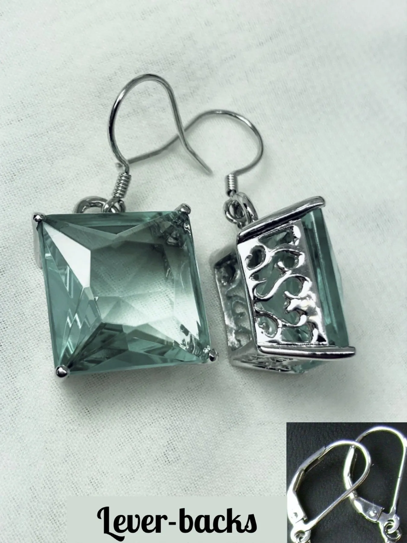 E45, Square Earrings, Silver Art Nouveau Filigree, Vintage Style Jewelry #E45