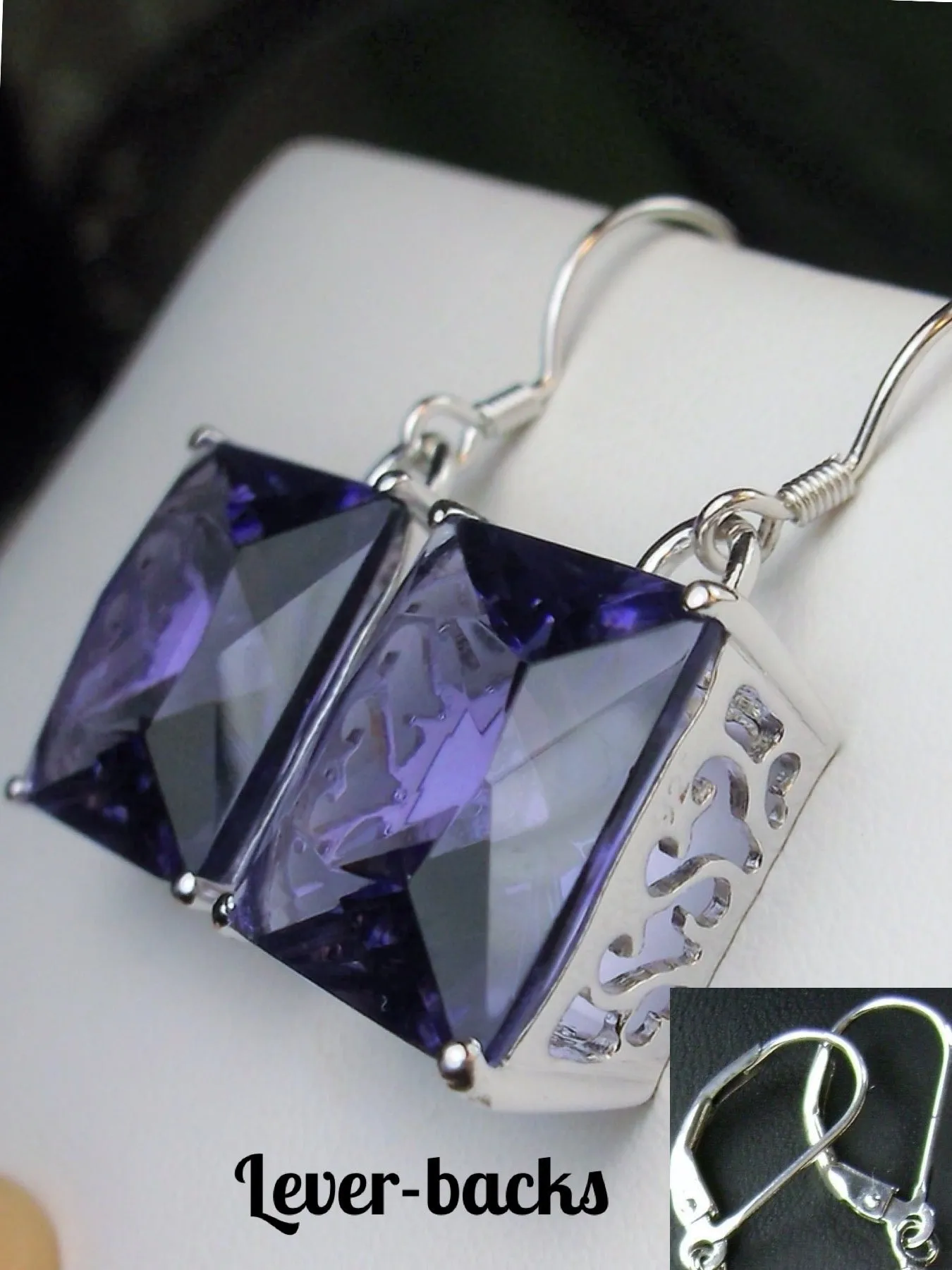E45, Square Earrings, Silver Art Nouveau Filigree, Vintage Style Jewelry #E45