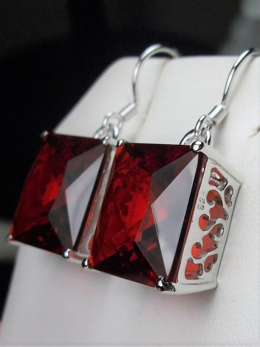 E45, Square Earrings, Silver Art Nouveau Filigree, Vintage Style Jewelry #E45