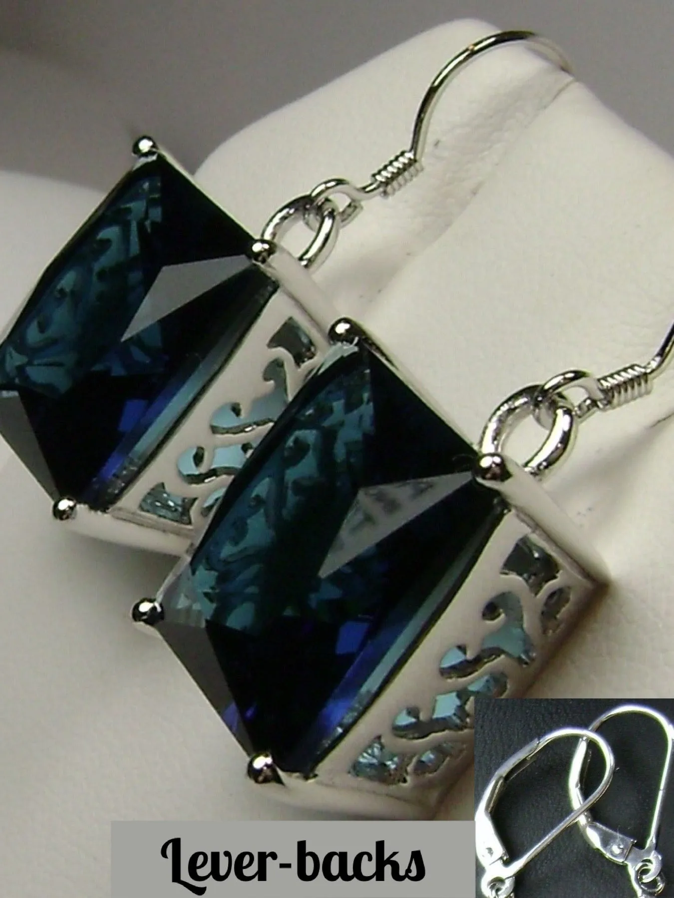 E45, Square Earrings, Silver Art Nouveau Filigree, Vintage Style Jewelry #E45