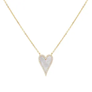 Elongated Pavé Heart Necklace