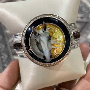 Enamel and Horse Hair Cuff