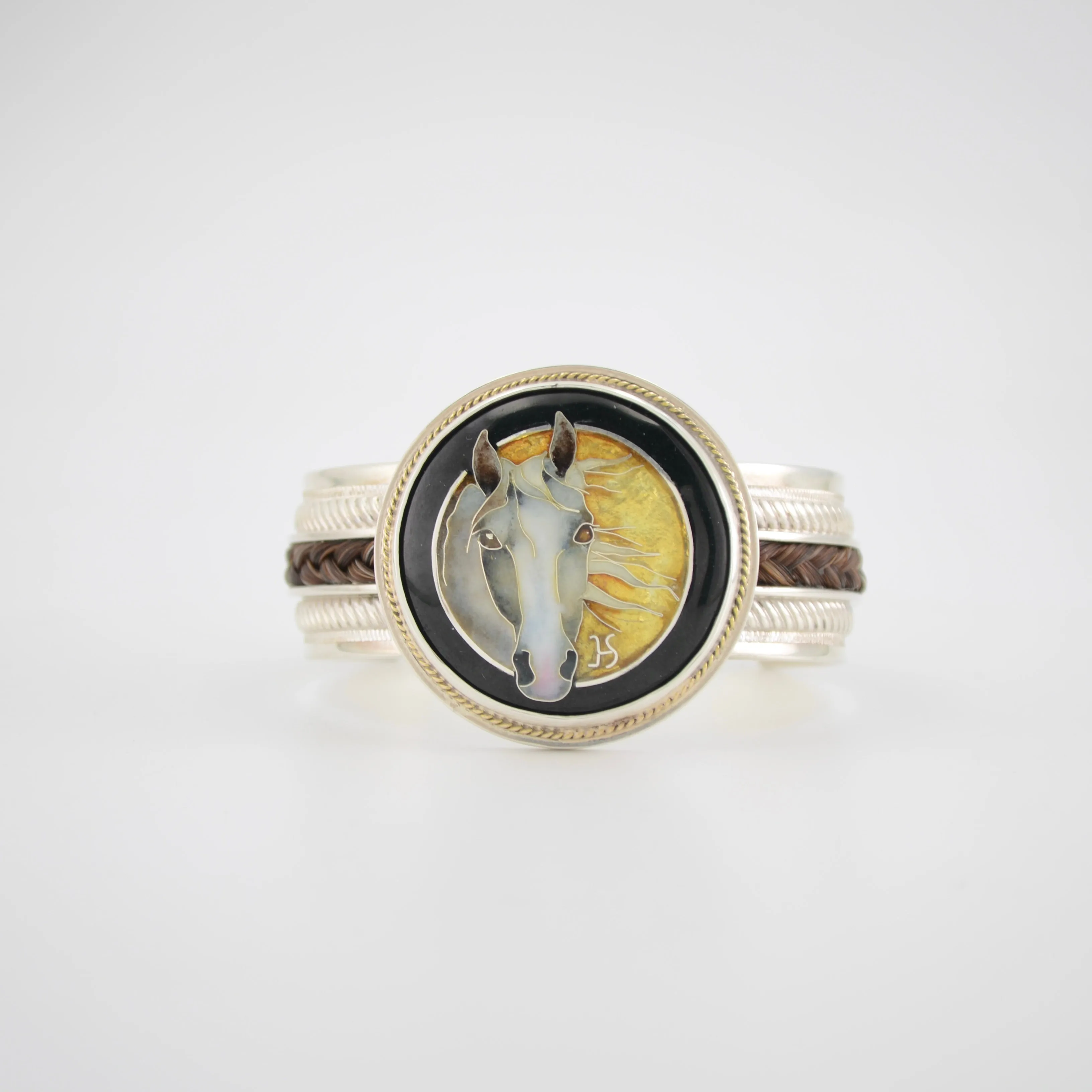 Enamel and Horse Hair Cuff