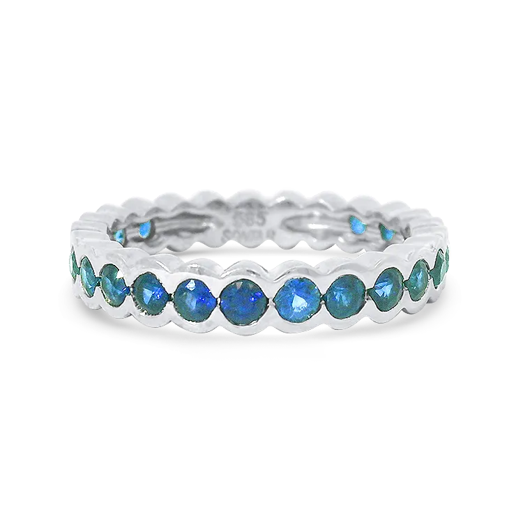 Estate 14k White Gold Sapphire Bubble Band