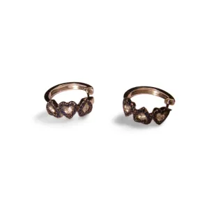 Fabulous 18K White Gold Sapphire Diamond Heart  Huggie Earrings
