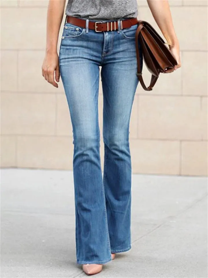 Fashion Washed Effect Solid Color Jeans
