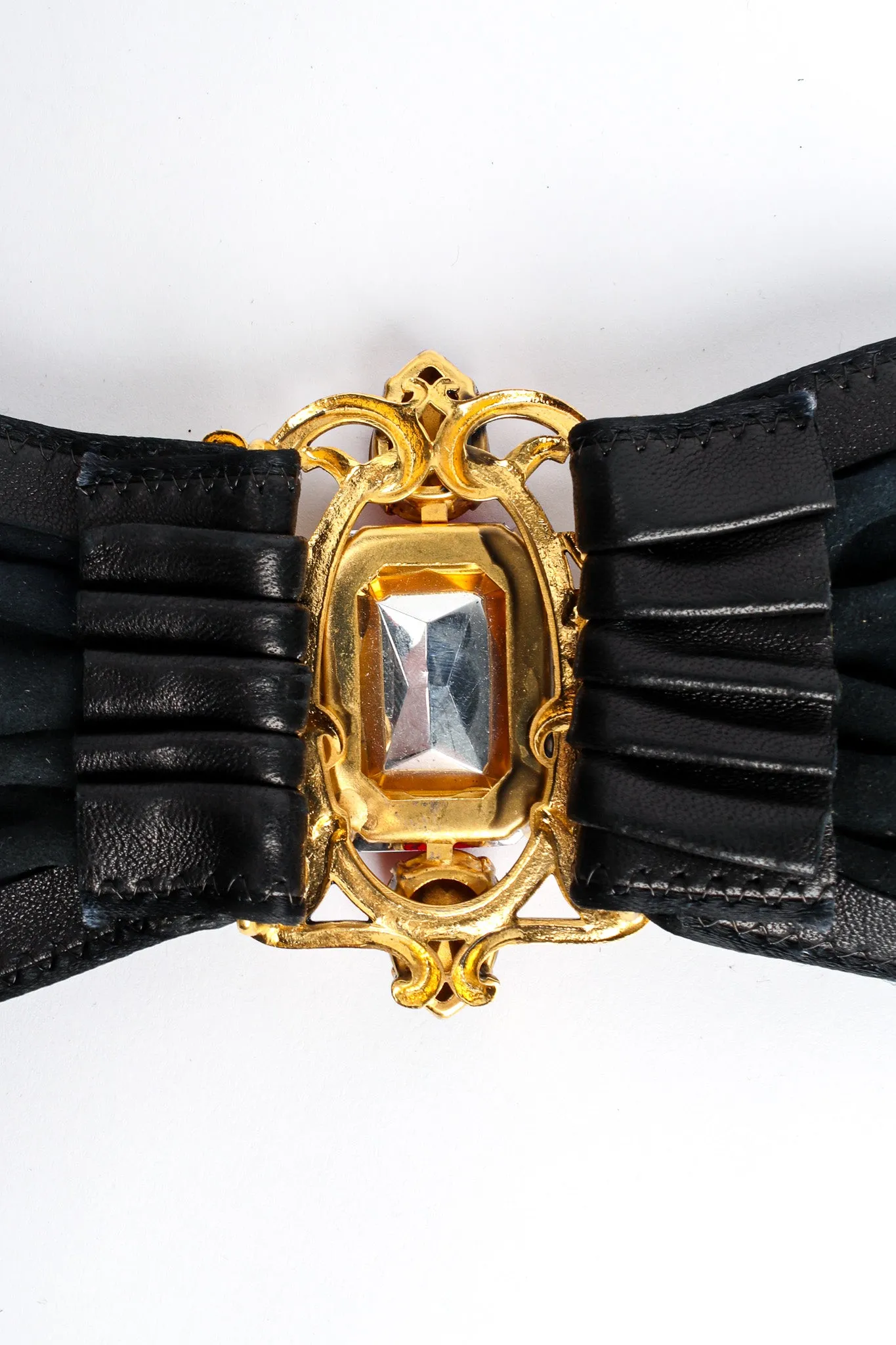 Filigree Ruby Crystal Leather Sash Belt