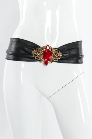 Filigree Ruby Crystal Leather Sash Belt