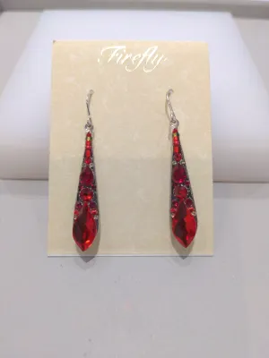 FIREFLY JEWELRY 7849 R EARRING Red color New Silver Wire