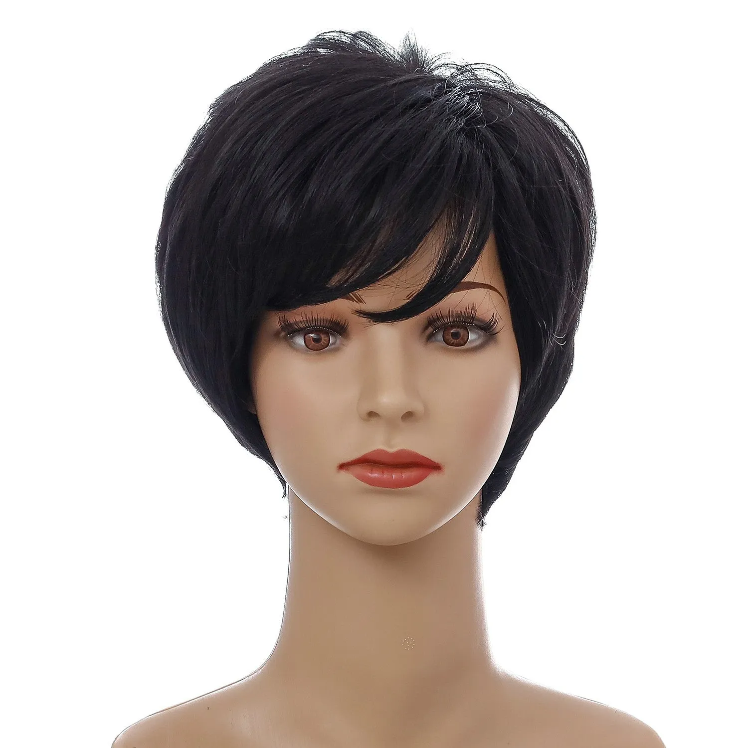 Frances | Black Short Pixie Cut Straight Synthetic Hair Wig With Bangs
