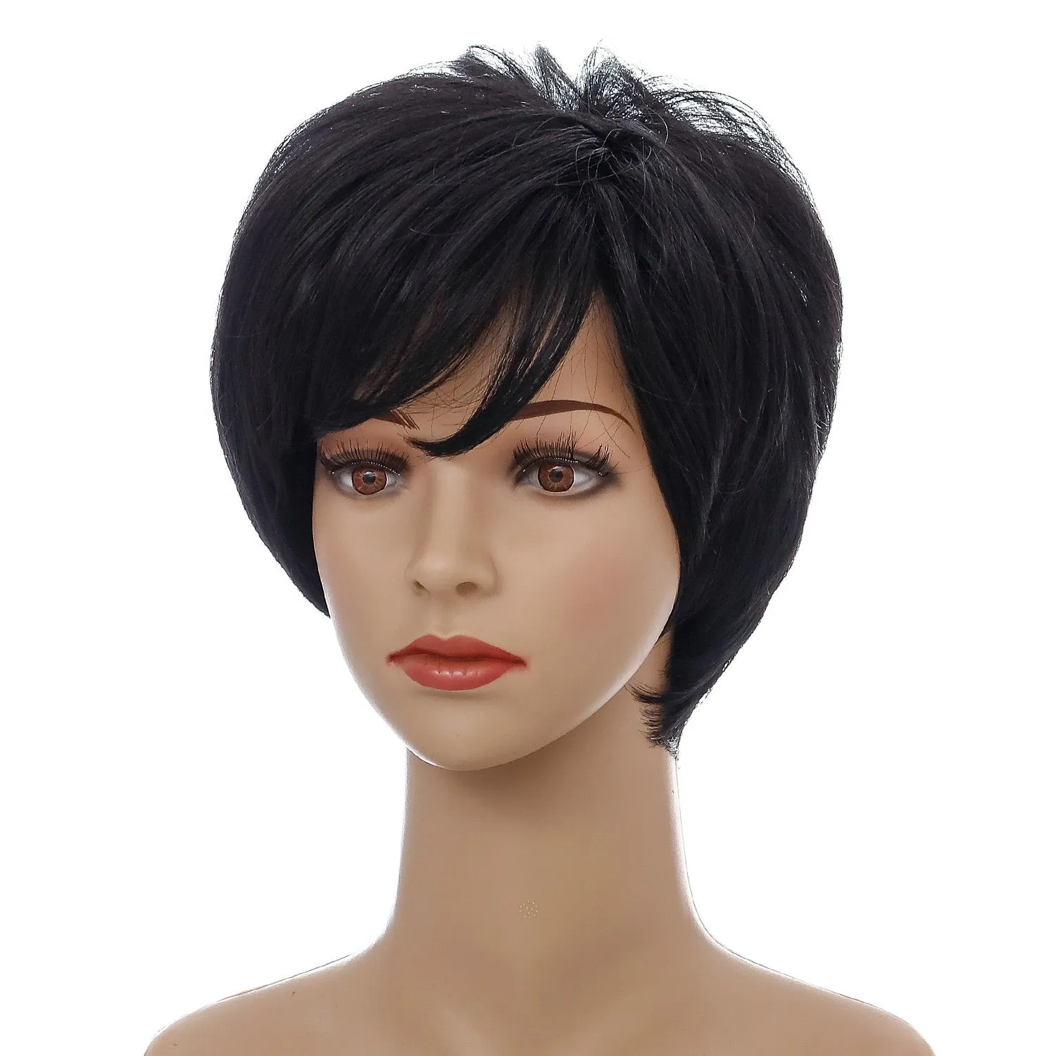 Frances | Black Short Pixie Cut Straight Synthetic Hair Wig With Bangs