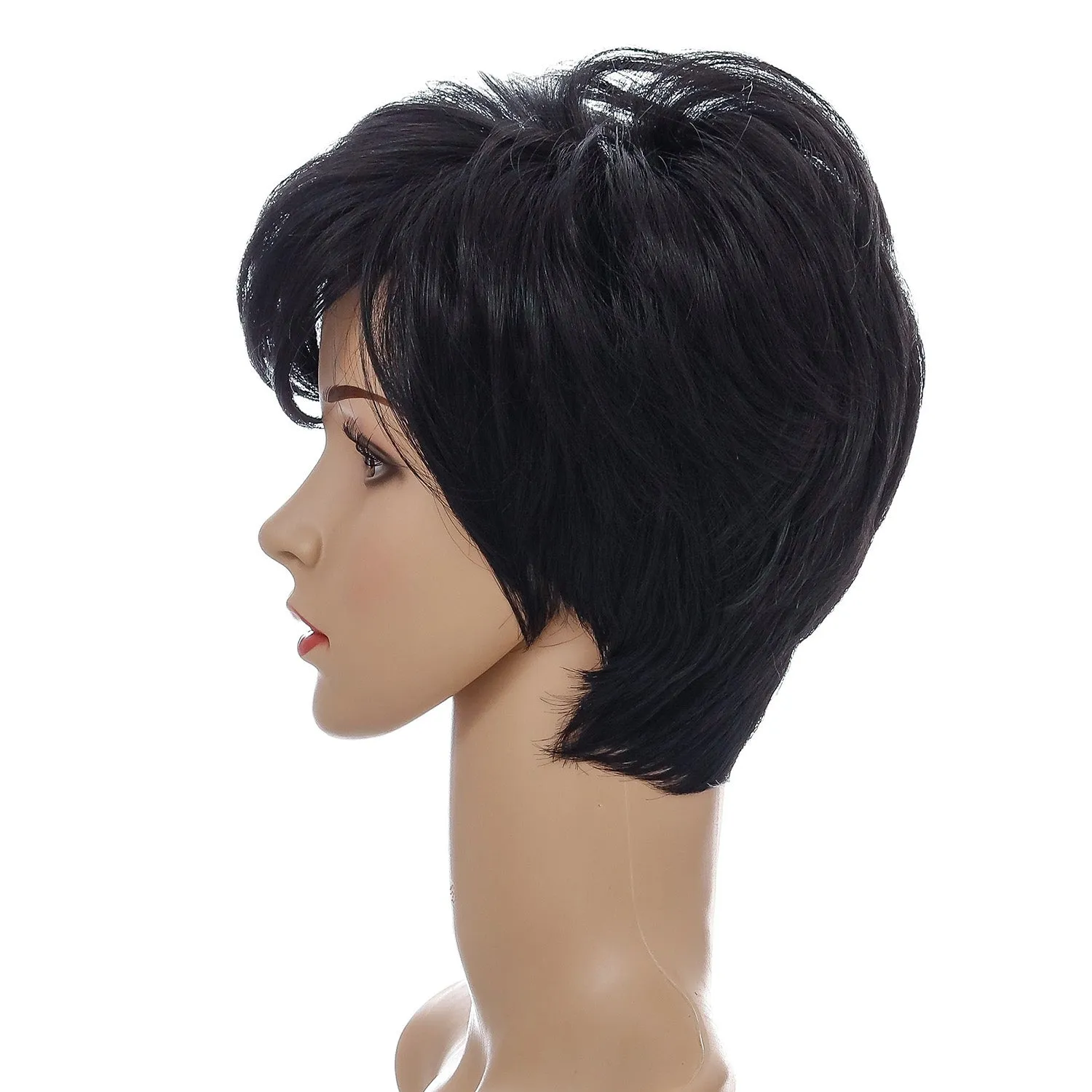 Frances | Black Short Pixie Cut Straight Synthetic Hair Wig With Bangs