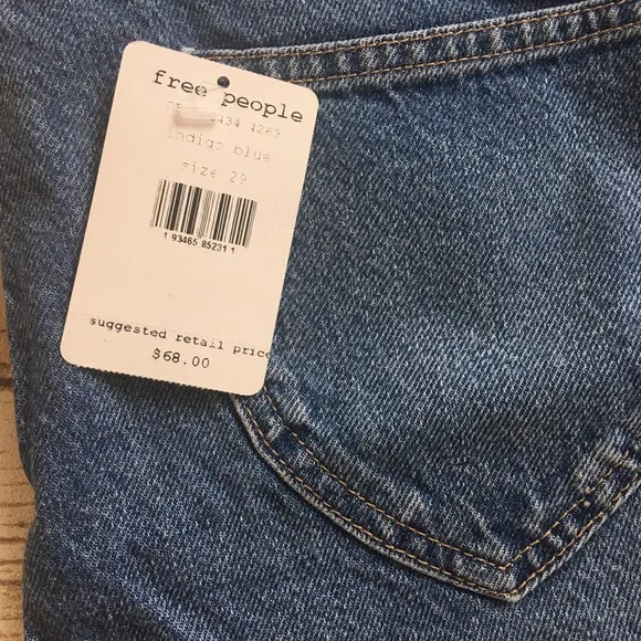 FREE PEOPLE | Frayed Hem Blue Denim Mini Skirt NEW