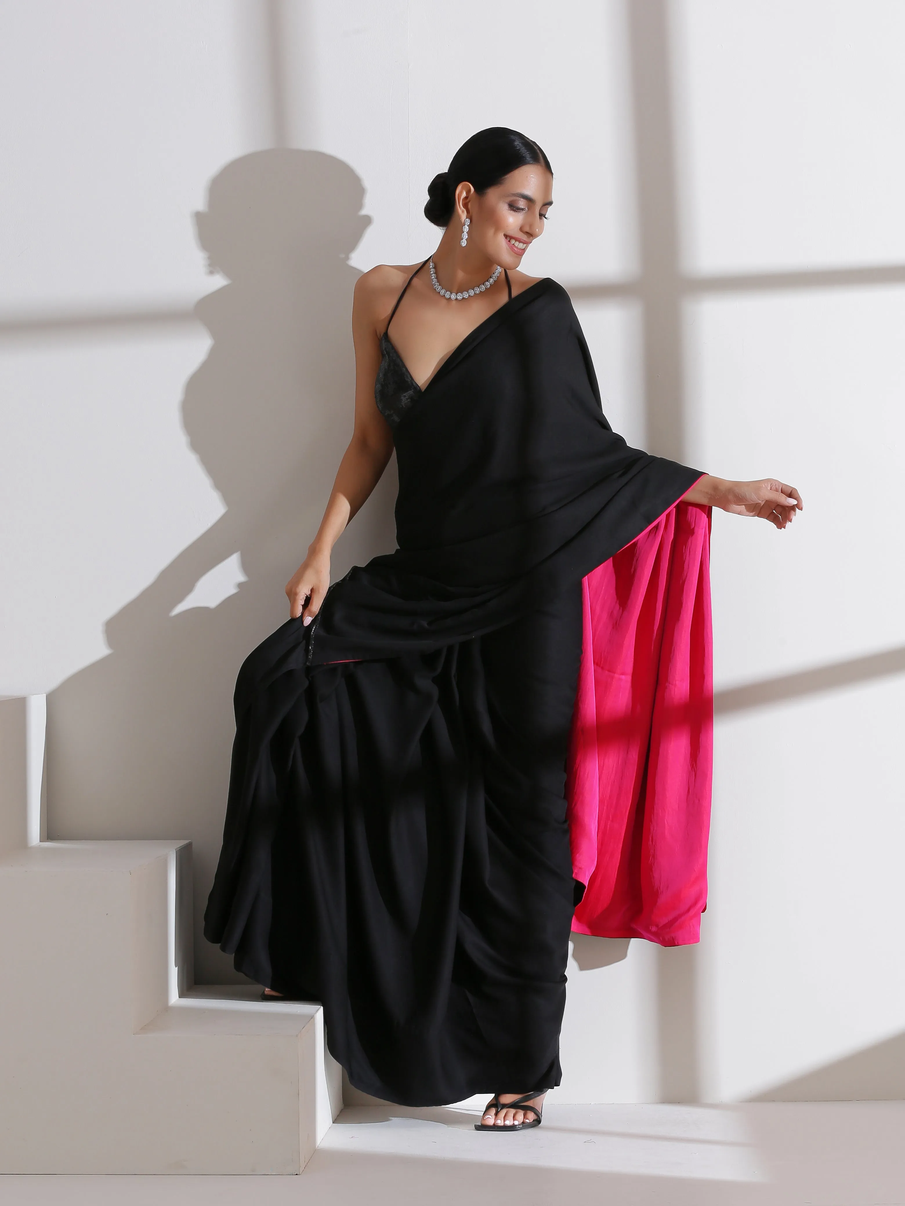 Fuchsia Black Surprise Saree