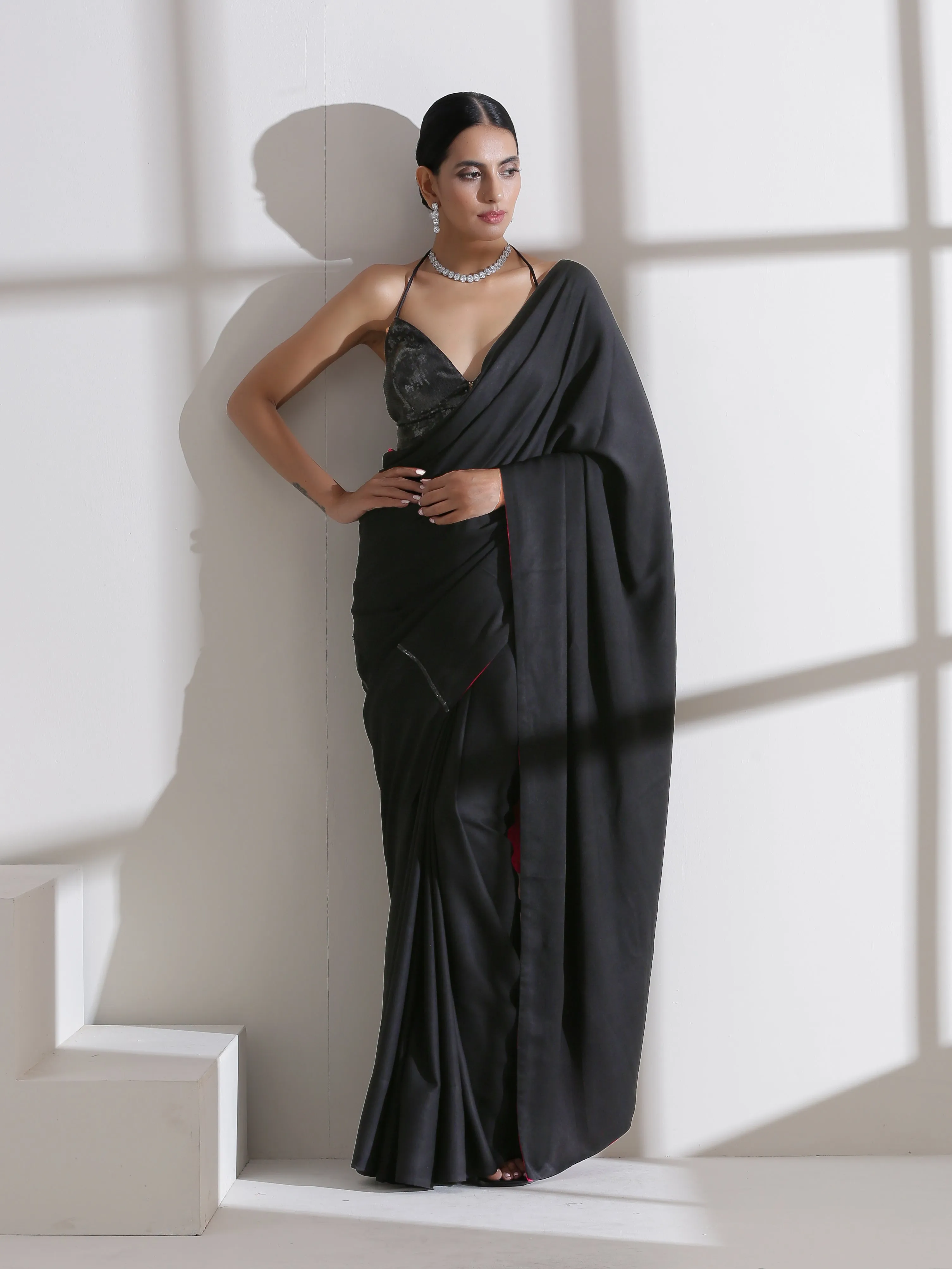 Fuchsia Black Surprise Saree