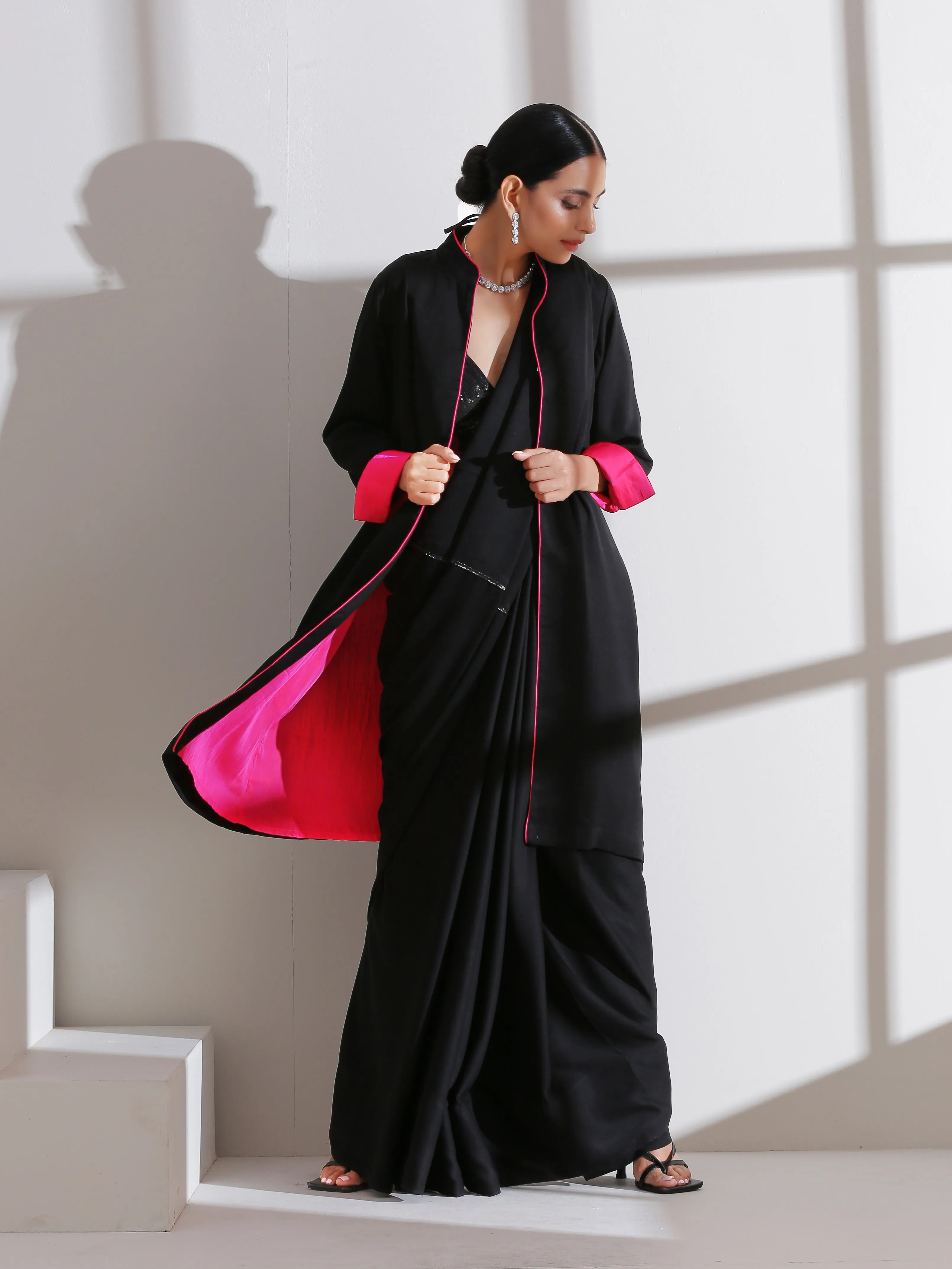 Fuchsia Black Surprise Saree