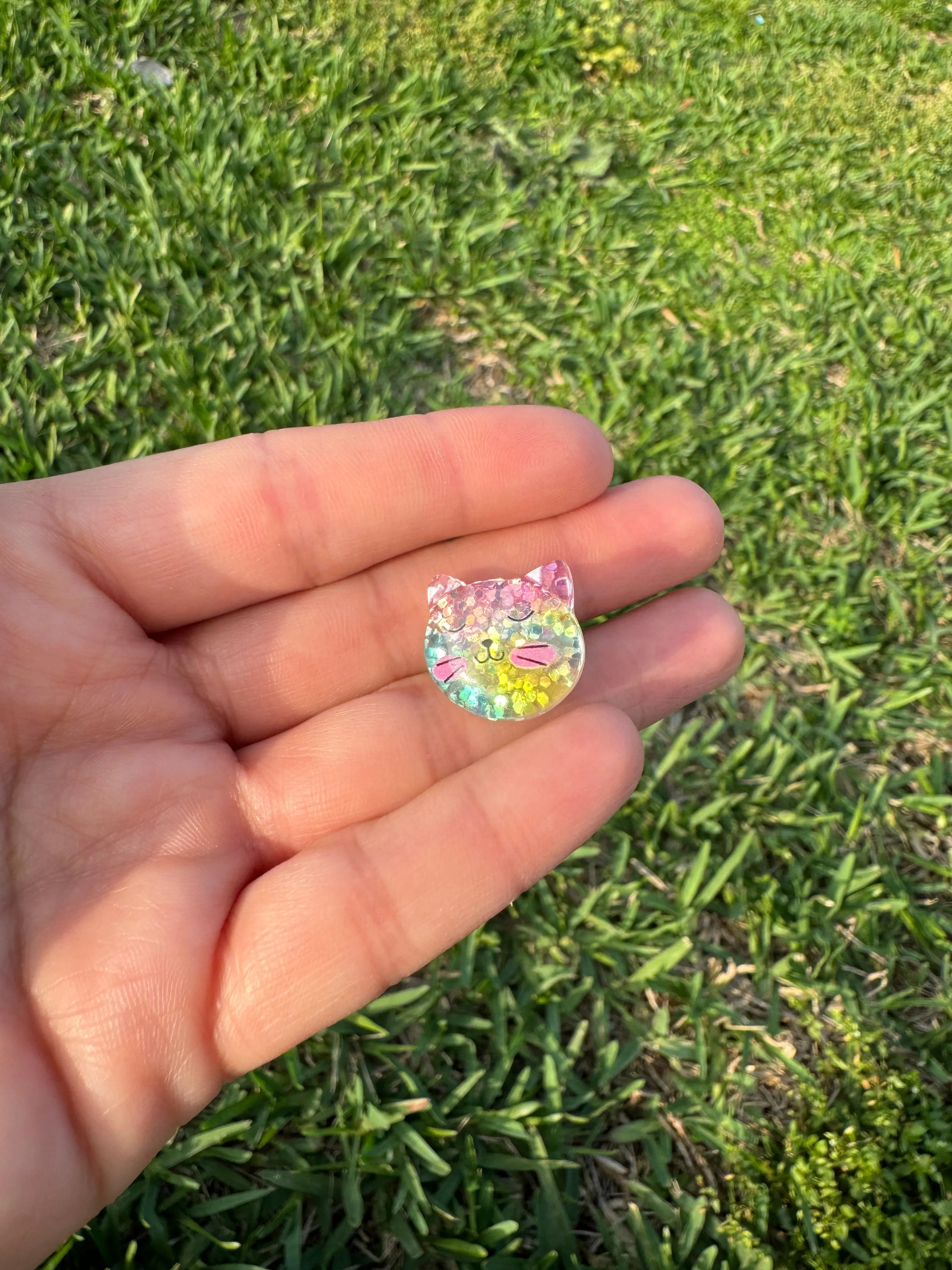 Glitter Cat Kitty Adornments Novelty Pin Brooch
