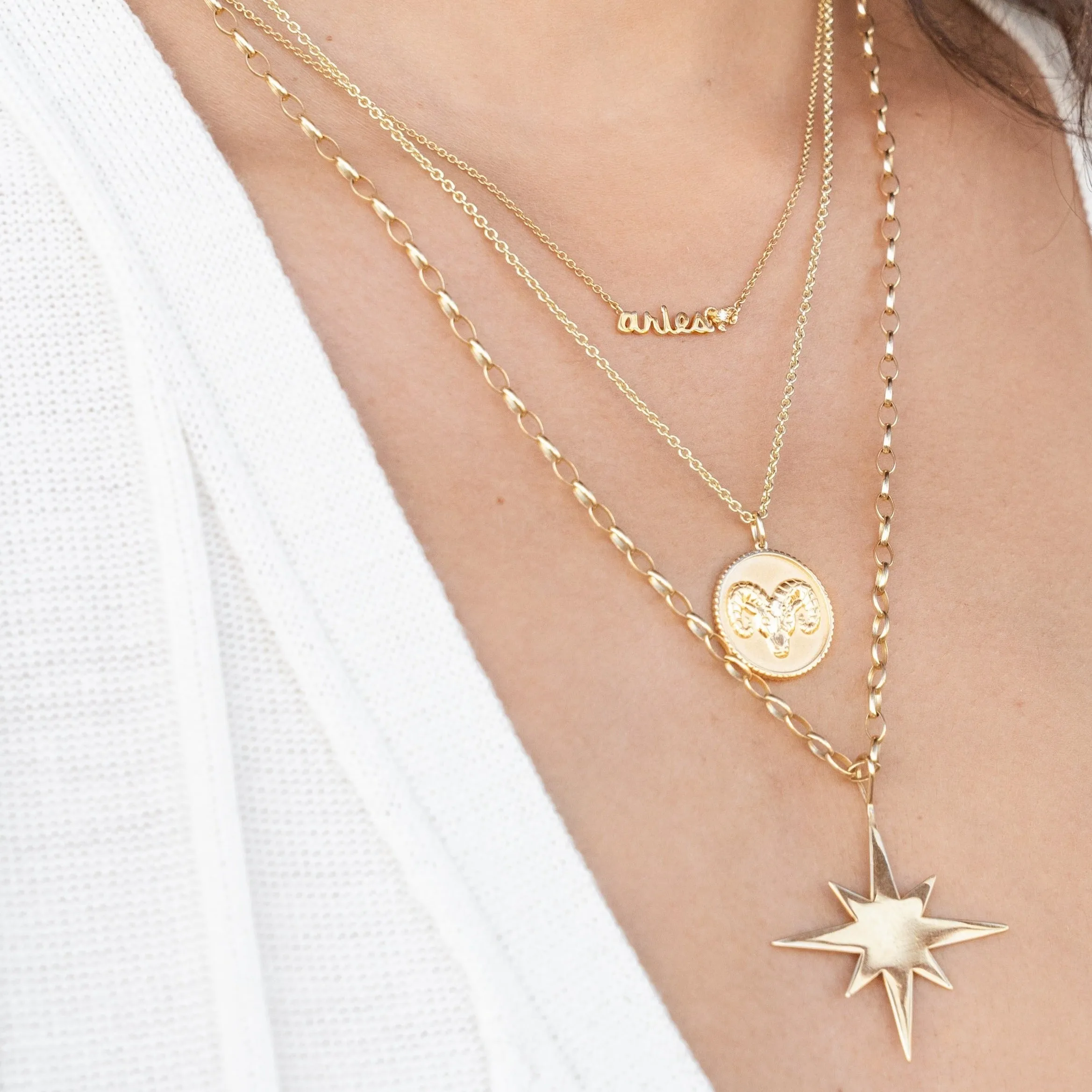 Gold & Diamond Large Gemini Zodiac Medallion