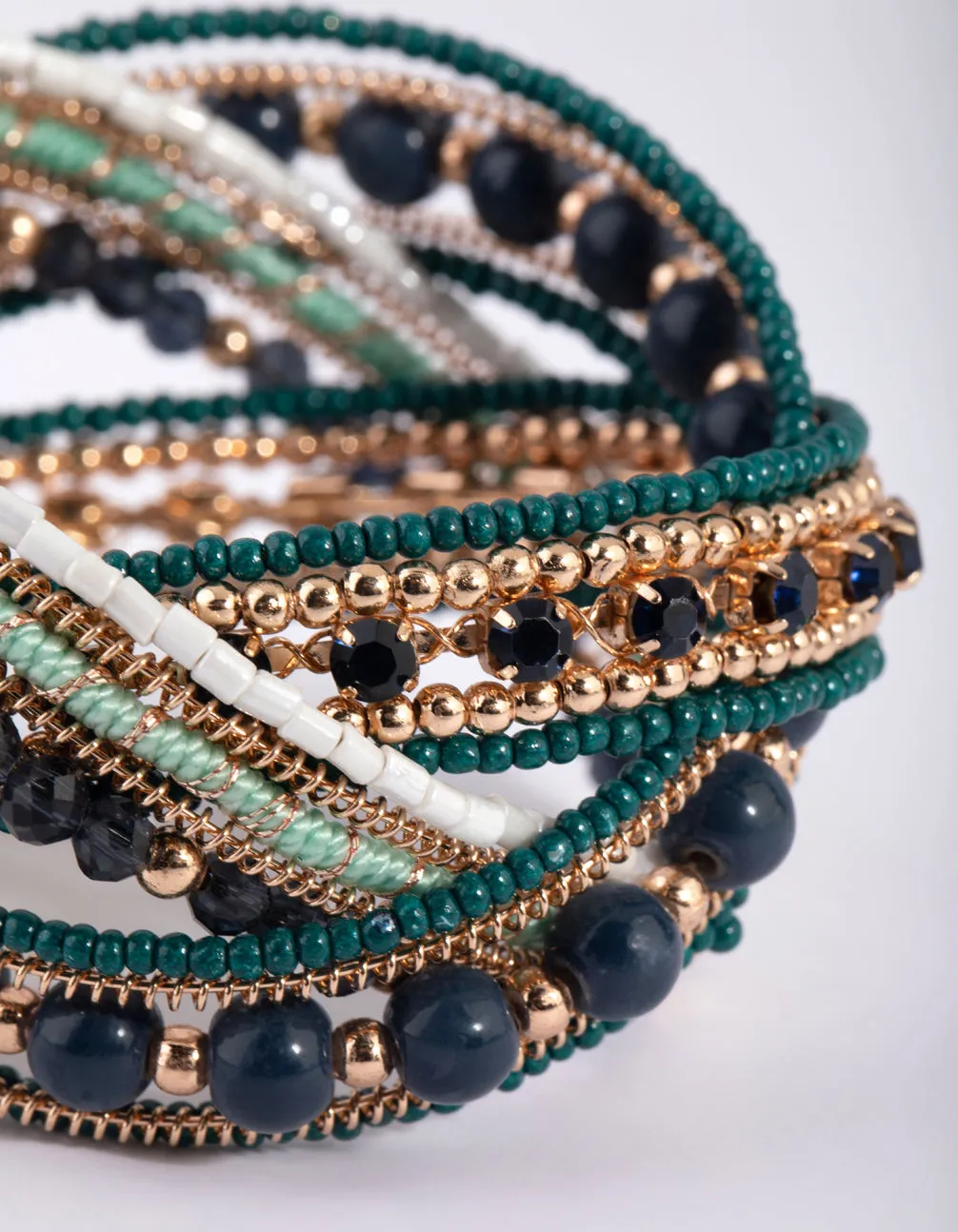 Gold & Green Beaded Bangle